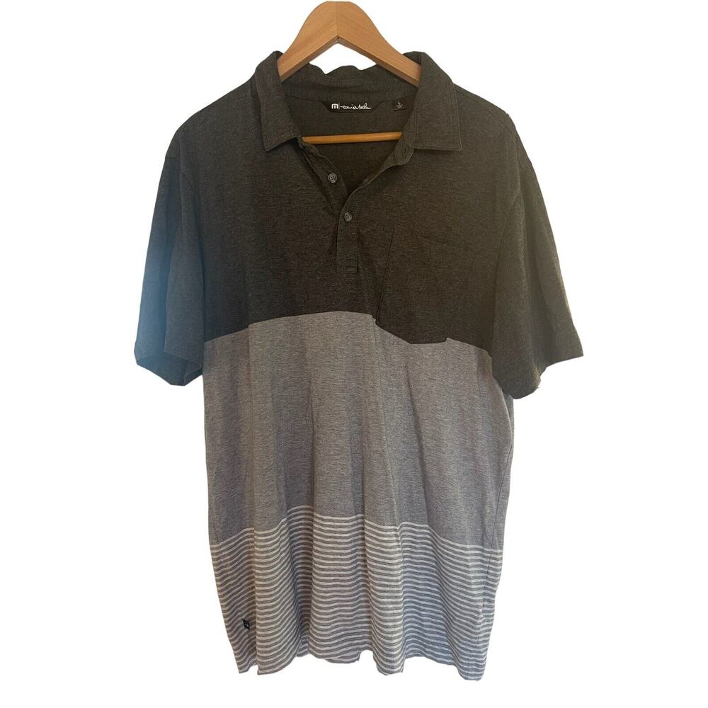 Travis Mathew Polo Shirt Mens Large Gray 100% Pima Cotton